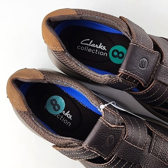 Clarks Men's Bradley Cove Brown Pebbled Leather Cut Out Upper Shoes Size 8M - Picture 7 of 16